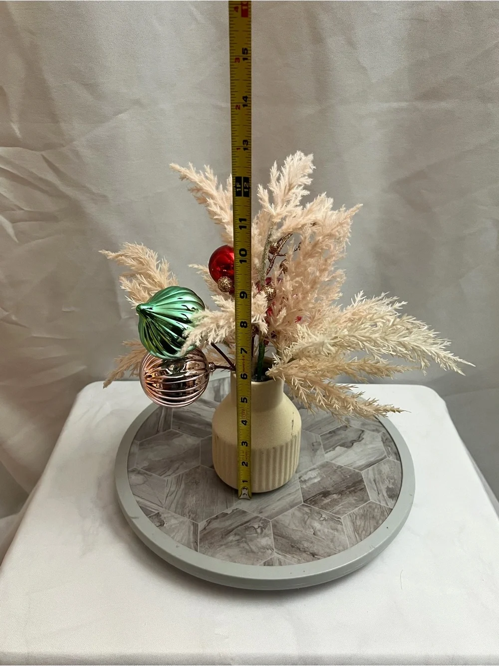 Christmas Holiday Faux Floral Arrangement Ornament Vase Centerpiece